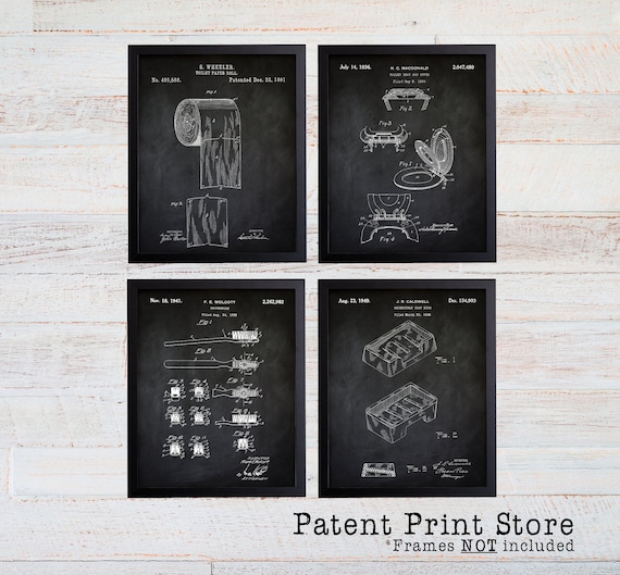 Bathroom Patent Prints. Patent Art. Bath Patent Wall Art. Bathroom Patent Posters. Toilet Paper Patent. Rustic Bathroom Wall Decor. (117)