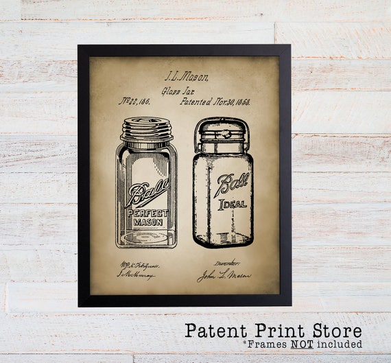 Mason Jar Patent Print. Farmhouse Decor. Farmhouse Wall Art. Farmhouse Wall Decor. Kitchen Art Decor. Farmhouse Sign. Dining Room. 71