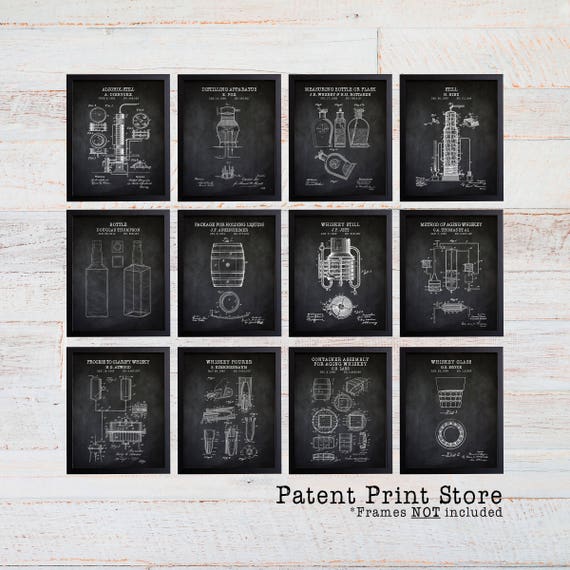 Whiskey Art Prints. Whiskey Patent Art. Whiskey Gift. Bourbon Whiskey. Bar Pub Wall Art. Man Cave Decor. Man Cave Art. Gift for Him. 238