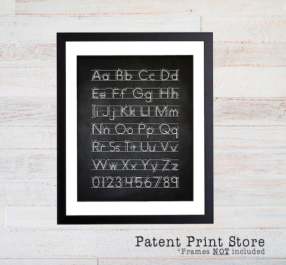Alphabet Chart Print. Childrens Room Wall Art Print. Alphabet Poster. Playroom Art. Childrens Room Gift Idea. Typography Art Print. 107