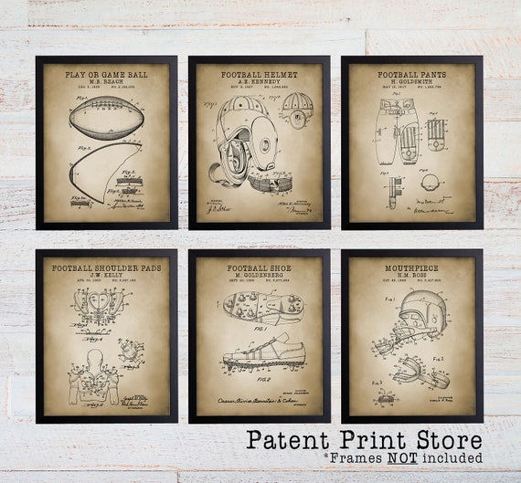 Football Decor. Football Patent Print Set. Sports Nursery. Football Art Prints. Sports Bedroom. Football Nursery. Football Bedroom. Gift 218