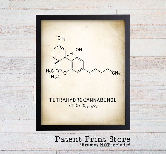 Cannabis Molecule Art Print. THC Molecule Poster. Molecule Art. Marijuana Art. Cannabis Poster. Weed Poster. Marijuana Print. Science Gift.