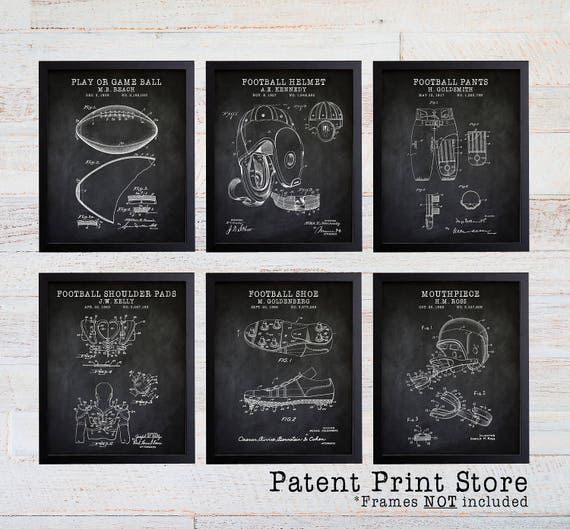 Football Patent Print Set. Football Decor. Sports Nursery. Football Art Prints. Sports Bedroom. Football Nursery. Football Bedroom. Gift 218