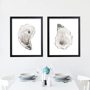 Watercolor Oyster Shell Prints. Beach House Decor. Coastal Art Prints. Seaside Wall Art. Oyster Art. Kitchen Art. Dining Room Art. Bath Art.