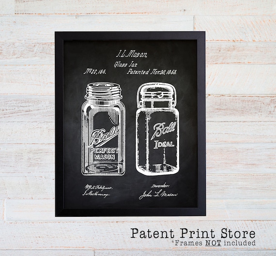 Mason Jar Patent Print. Farmhouse Decor. Farmhouse Wall Art. Farmhouse Wall Decor. Kitchen Art Decor. Farmhouse Sign. Dining Room. 71