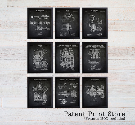 Henry Ford Patent Print Set. Patent Art. Vehicle Component Patent Art. Car Design. Garage Mechanic. Car Repair. Car Parts. Mancave  Art. 139