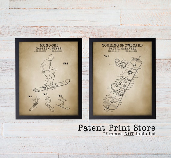 Snowboard Patent Art. Snowboard Art. Snowboarder Gift. Snowboard Poster. Snowboarding Art. Snowboarding Patent Wall Art. Snowboard Decor.
