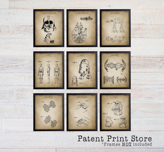 Star Wars Patent Prints. Star Wars Poster. Star Wars Art. Millenium Falcon. Darth Vader. Patent Art. Patent Print. Boy Bedroom. Nursery. 129
