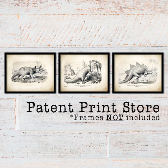 Vintage Dinosaur Art Prints. Dinosaur Bedroom Art. Dinosaur Decor. Paleontology Gift. Dinosaur Nursery Art. Dinosaur Nursery Prints. 2701