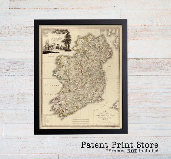 Antique Ireland Map. Ireland Print. Ireland Art. Map Decor. Map of Ireland. Irish Art. Ireland Art. Ireland Decor. Ireland Wall Art. 37