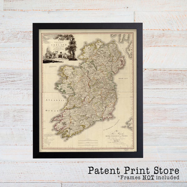 Antique Ireland Map. Ireland Print. Ireland Art. Map Decor. Map of Ireland. Irish Art. Ireland Art. Ireland Decor. Ireland Wall Art. 37