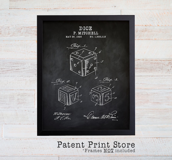Game Room Art Prints. Game Patent Prints. Patent Poster. Dice Art Print. Man Cave Decor. Man Cave Art Prints. Gaming Prints. Gift for Him.