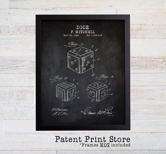 Game Room Art Prints. Game Patent Prints. Patent Poster. Dice Art Print. Man Cave Decor. Man Cave Art Prints. Gaming Prints. Gift for Him.