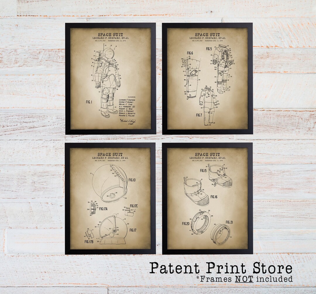 NASA Space Suit Patent Art Print, Set of 4 - Etsy