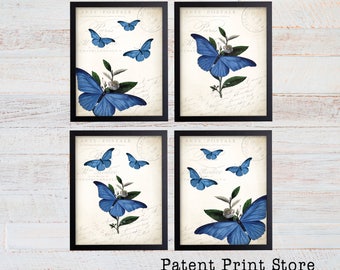 Blue Butterfly Art. Butterfly Wall Art. Farmhouse Decor. Farmhouse Sign. Farmhouse Wall Art. Farmhouse Wall Decor. Botanical Art Print. 219