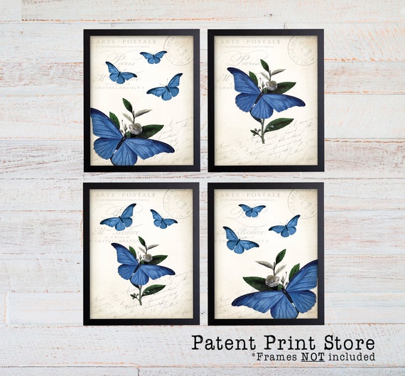 Blue Butterfly Art. Butterfly Wall Art. Farmhouse Decor. Farmhouse Sign. Farmhouse Wall Art. Farmhouse Wall Decor. Botanical Art Print. 219