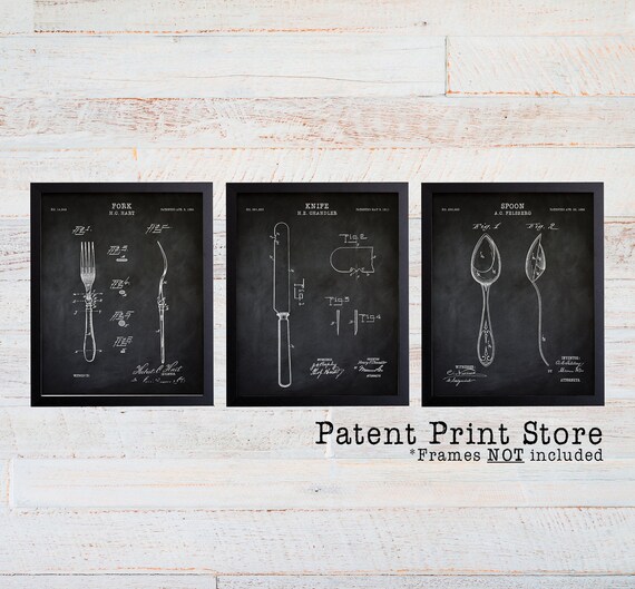 Cutlery Patent Prints. Cutlery Invention Patent. Silverware Poster. Cutlery Print. Farmhouse Wall Decor. Dining Room Wall Art. Cutlery 148