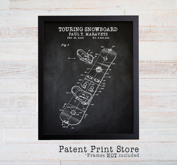 Snowboard Patent Art. Snowboard Poster. Snowboard Art. Snowboarder Gift. Snowboarding Art. Snowboarding Patent Wall Art. Snowboard Decor.