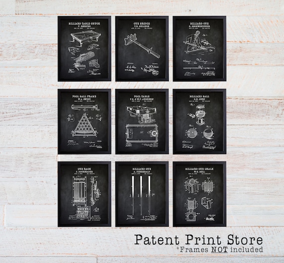 Billiards Patent Prints. Billiard Art. Billiard Room Decor. Billiard Inventions. Game Room Art. Billiards Wall Art Poster. Pool Room. 272