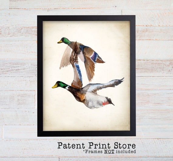 Duck Hunting Print, Wild Duck Waterfowl Hunting. Duck Shooting. Hunter Gift Idea. Duck Hunting Wall Art. Hunting Gift for Him. Man Cave Art.