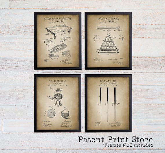Billiards Patent Prints. Billiards Poster. Billiard Room Art. Billiard Room Decor. Pool Room Art Prints. Billiards Art. Pool Table. 274
