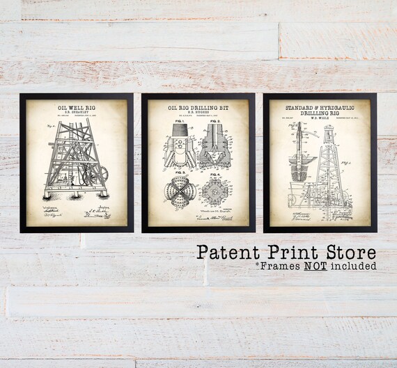 Oil Patent Art. Roughneck Gift. Oil Art. Oil Derrick. Oil Rig Print. Oil Rig Poster. Oil Drilling. Drill Bit. Oil Drill. Oil Derrick Patent.