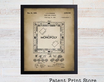 Monopoly Patent Prints. Patent Art. Playroom Patent Wall Art. Nursery Patent Posters. Playroom Wall Art. Playroom Decor. Playroom Art. (025)