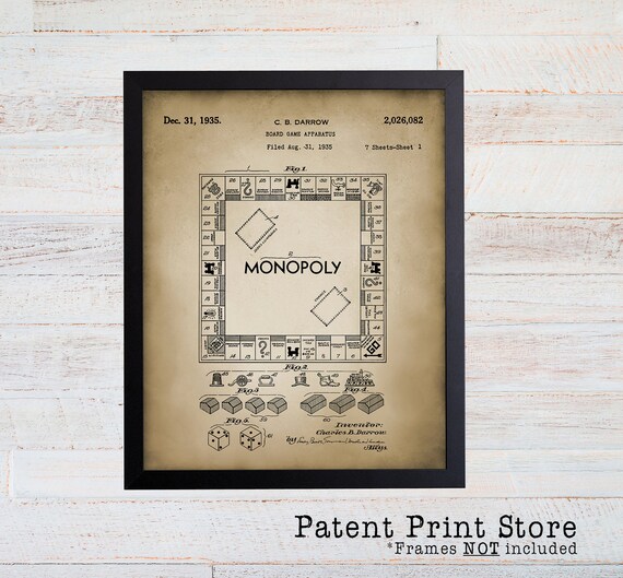 Monopoly Patent Prints. Patent Art. Playroom Patent Wall Art. Nursery Patent Posters. Playroom Wall Art. Playroom Decor. Playroom Art. (025)