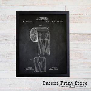 Op de afbeelding: Een zwart-witte vintage patenttekening van een toiletpapierrol. Het patent is getiteld "Toilet Paper Boll" en werd gepatenteerd op 22 december 1891. Het patentnummer is 465,588.