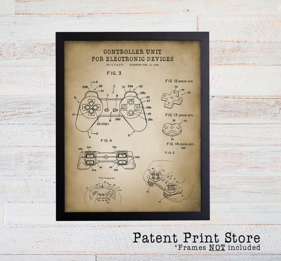 Playstation Patent Print. Video Game Art. Gamer. Game Poster. Playstation. Video Game Console. Video Game Wall Art. Playstation Game. 035