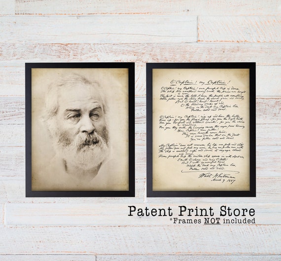 Oh Captain My Captain, Walt Whitman poetry, Poetry Art, Poetry Print, Literature Art Print. Walt Whitman Poster. Writer Gift. Poet Gift.