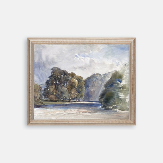 On the Wharfe by William Callow, Fine Art Print, Landscape Wall Art. Watercolor Art Print. Nature Art. Coastal Art. Coastal Print. Farmhouse