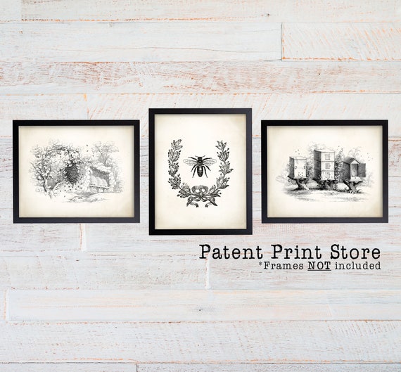 Vintage Beehive Prints. Farmhouse Decor. Farmhouse Wall Decor. Farmhouse Art. Kitchen Art. Dining. Bees. Beekeeping Print. Bee Prints. 305
