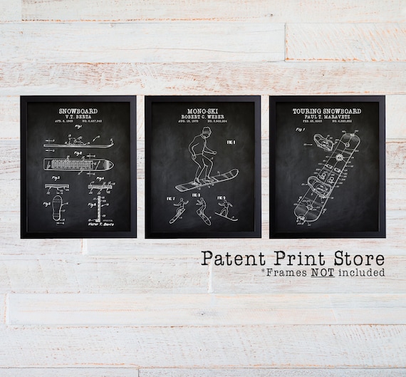 Snowboard Patent Art. Snowboard Art. Snowboarder Gift. Snowboard Poster. Snowboarding Art. Snowboarding Patent Wall Art. Snowboard Decor.