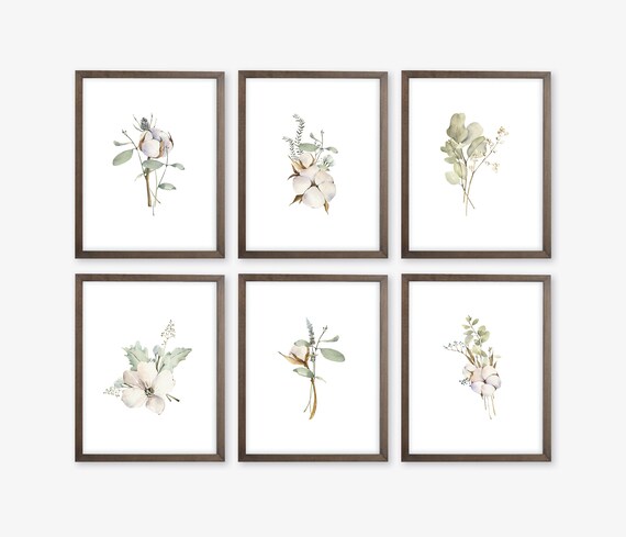 Fall Botanical Art Prints. Cotton Botanical Prints. Magnolia Wall Art. Botanical Prints. Dining Prints. Botanical Wall Art. Farmhouse Decor