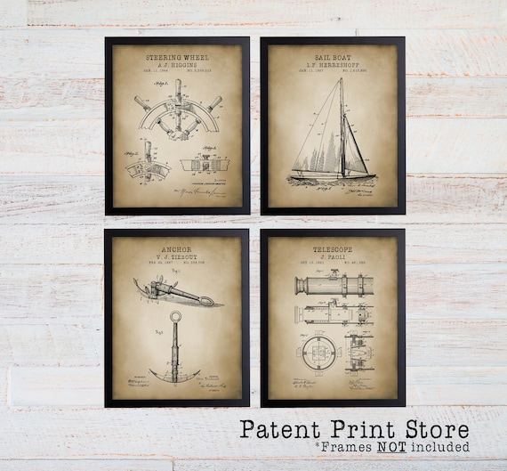 Nautical Patent Prints. Nautical Art . Nautical Decor. Beach House Decor. Beach House Art. Coastal Art. Sailing Art. Nautical Art Print. 276