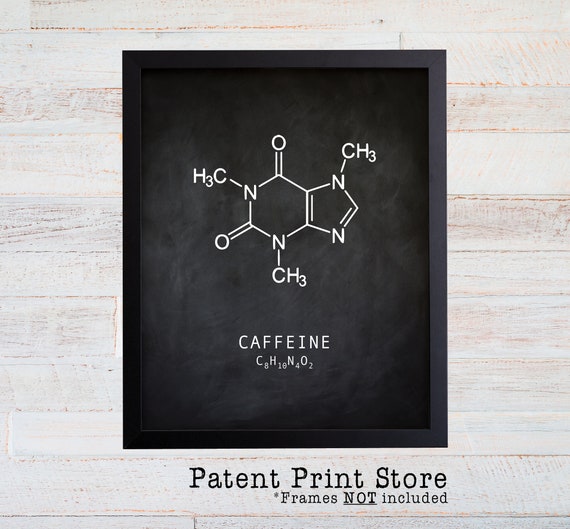 Caffeine Molecule Art Print. Caffeine Molecule Poster. Molecule Art. Coffee Art. Kitchen Wall Art. Kitchen Decor. Kitchen Gift. Housewarming