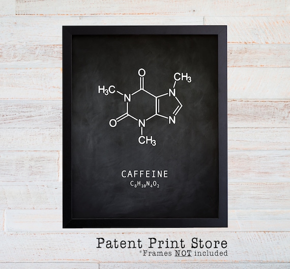 Caffeine Molecule Art Print. Caffeine Molecule Poster. Molecule Art. Coffee Art. Kitchen Wall Art. Kitchen Decor. Kitchen Gift. Housewarming