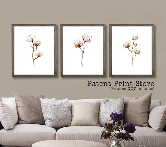 Watercolor Cotton Prints. Farmhouse Decor. Farmhouse Sign. Farmhouse Wall Art. Farmhouse Wall Decor. Botanical Print Set. Botanical Art. 363