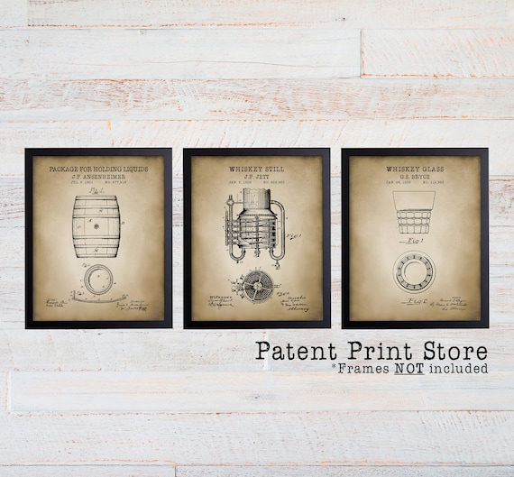 Whiskey Patent Prints. Patent Art. Whiskey Patent Wall Art. Gift for Men. Gift for Him. Man Cave Decor. Man Cave Wall Art. Bartender Art 259