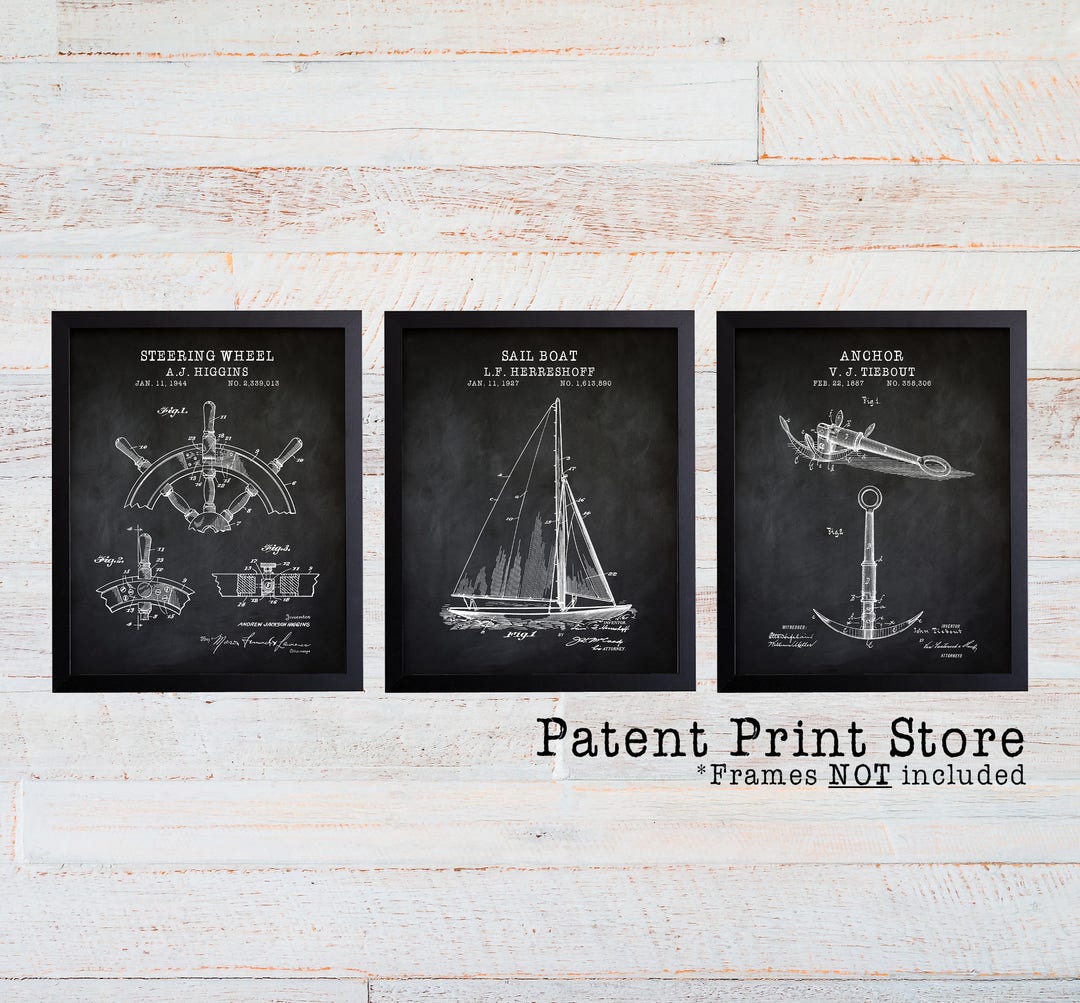 Vintage Nautical Decor. Nautical Patent Prints. Sailing Art. Sailing ...