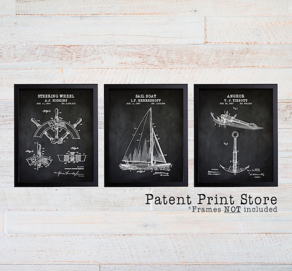 Vintage Nautical Decor. Nautical Patent Prints. Sailing Art. Sailing Patent Prints. Nautical Wall Decor. Beach House Decor. Coastal Art. 277