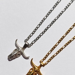 Hafrita Taurus Pendant Necklace For Men - 316L Stainless Steel Bullhead Constellation