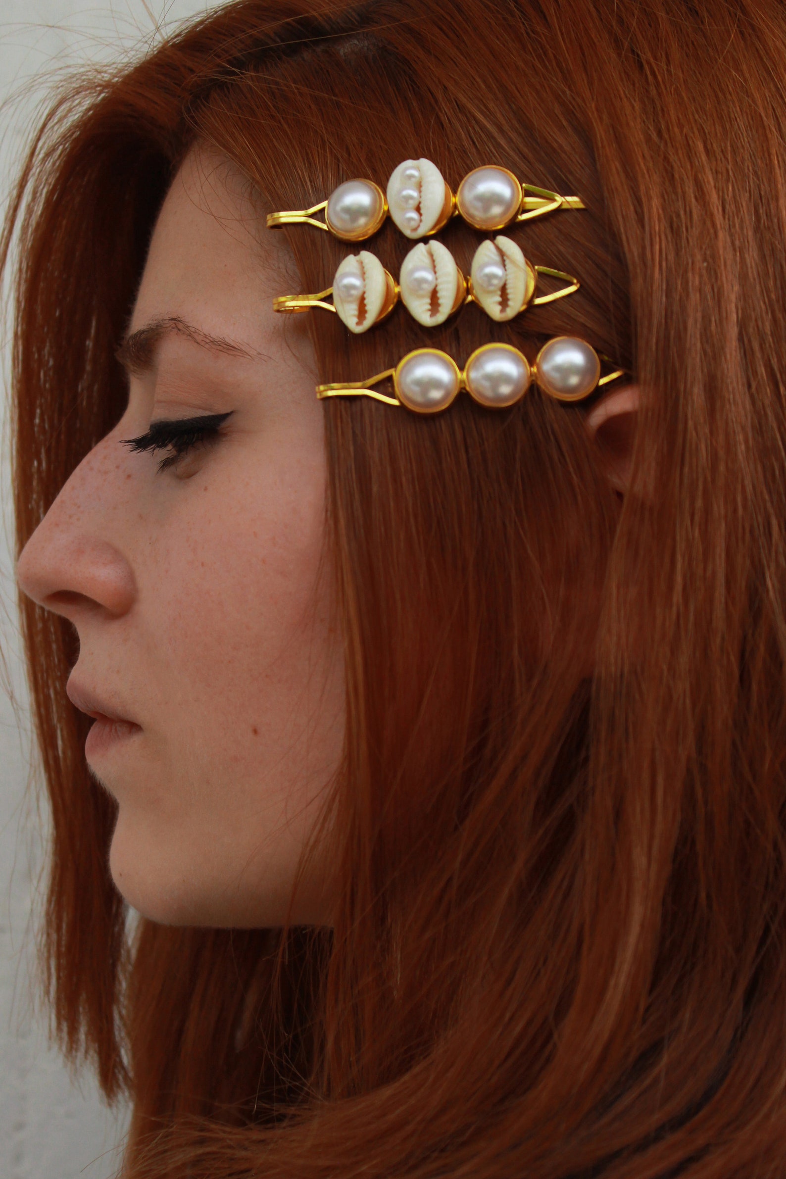 Shell Pearl Barrette Cowrie Shell Hair Accessories Pearl Etsy