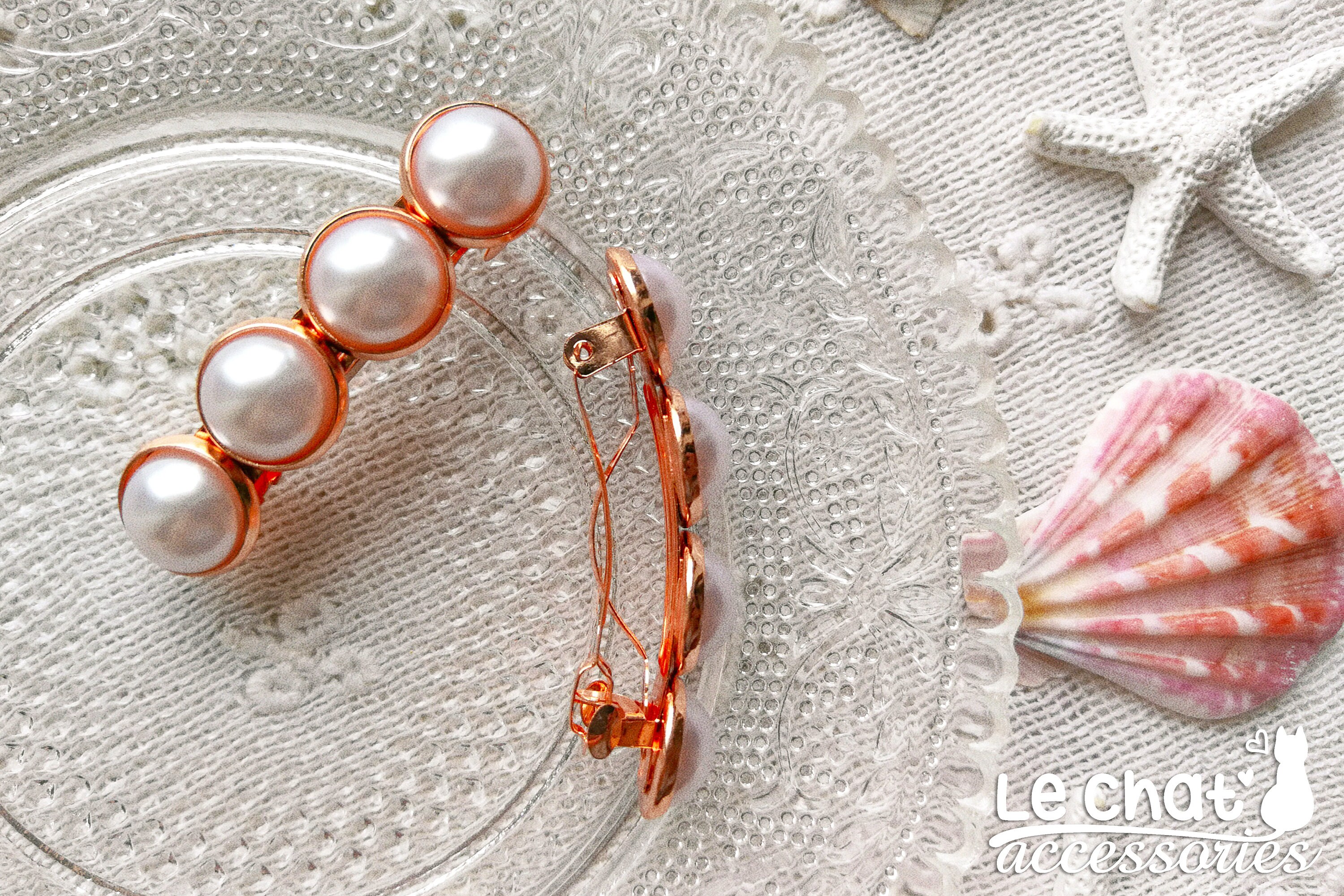 Rose Gold Barrette Pearl Barrette Rose Gold Hair Clip Pearl Etsy