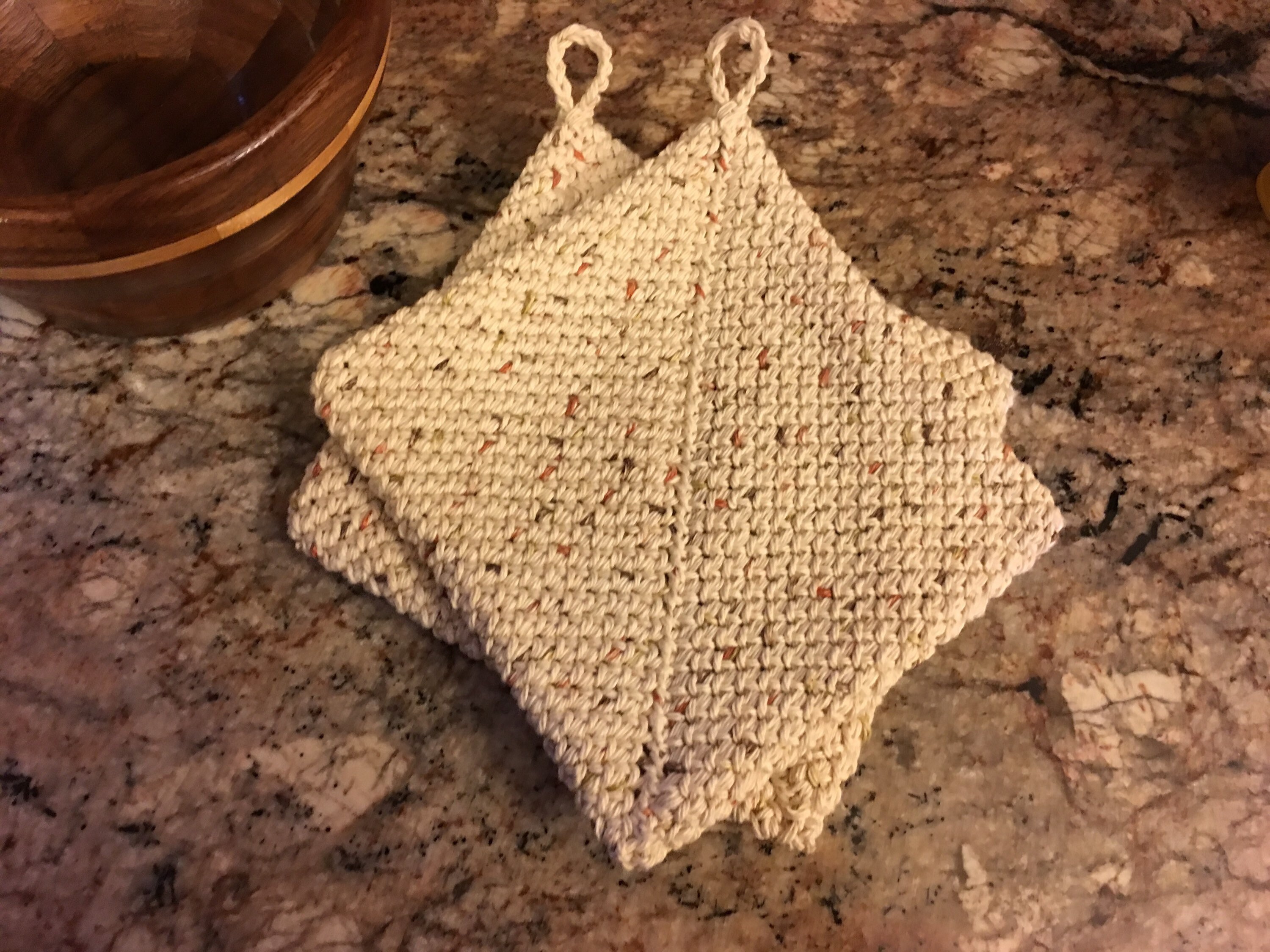 Set of 2 Potholders Handmade Crocheted Cotton Etsy