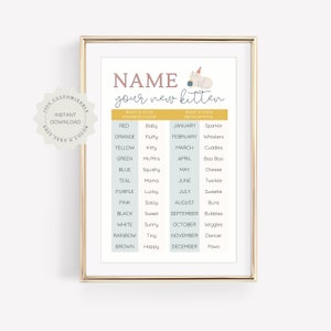 Kitten Name Generator DIGITAL DOWNLOAD, Kitten Birthday, Kitten Name Generator, Kitten Theme, Birthday Template, Cat Theme, Custom Sign
