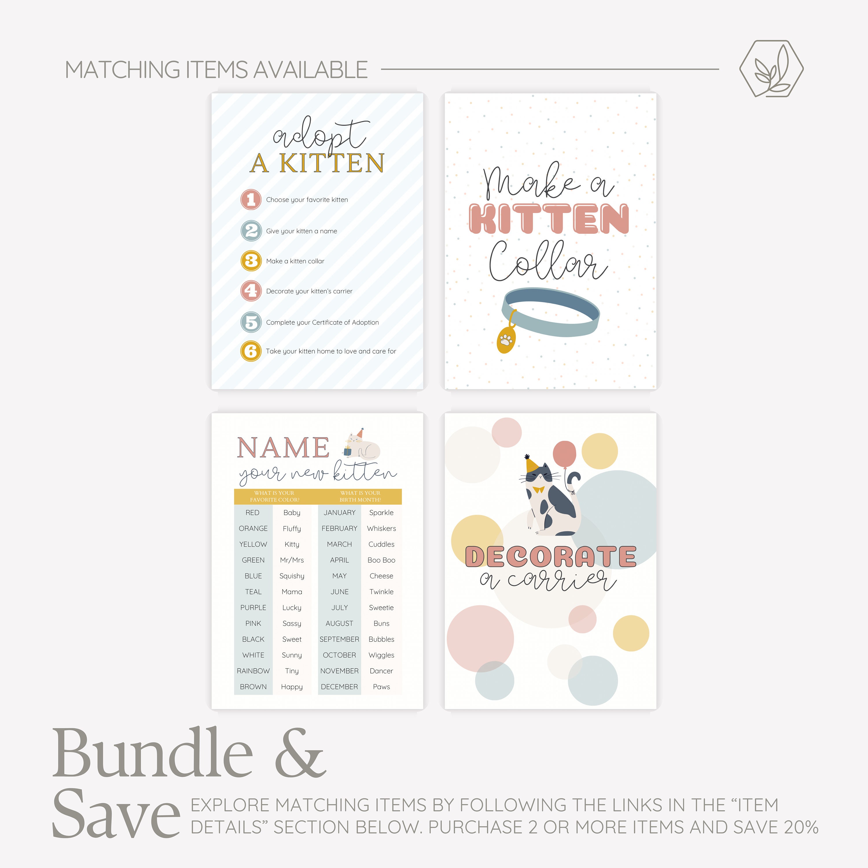 Certificate of Adoption DIGITAL DOWNLOAD, Kitten Birthday, Kitten Party ...