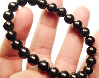 Shungite Stones Bracelet Stretchable Jewelry 1/4" Beads Healing Crystals Rocks