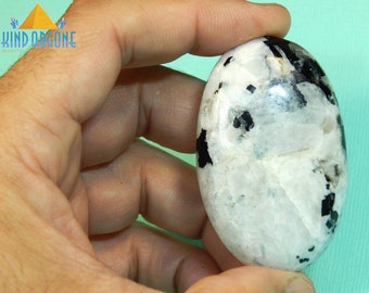 Rainbow Moonstone Palm Stone Crystal, Healing Crystals Palmstone 2.25" 2oz (ERMB)